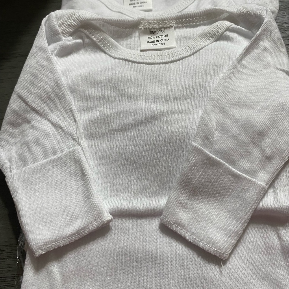 White Long Sleeve Baby Tee - Pack of 4 Newborn Essentials - Picture 3 of 5